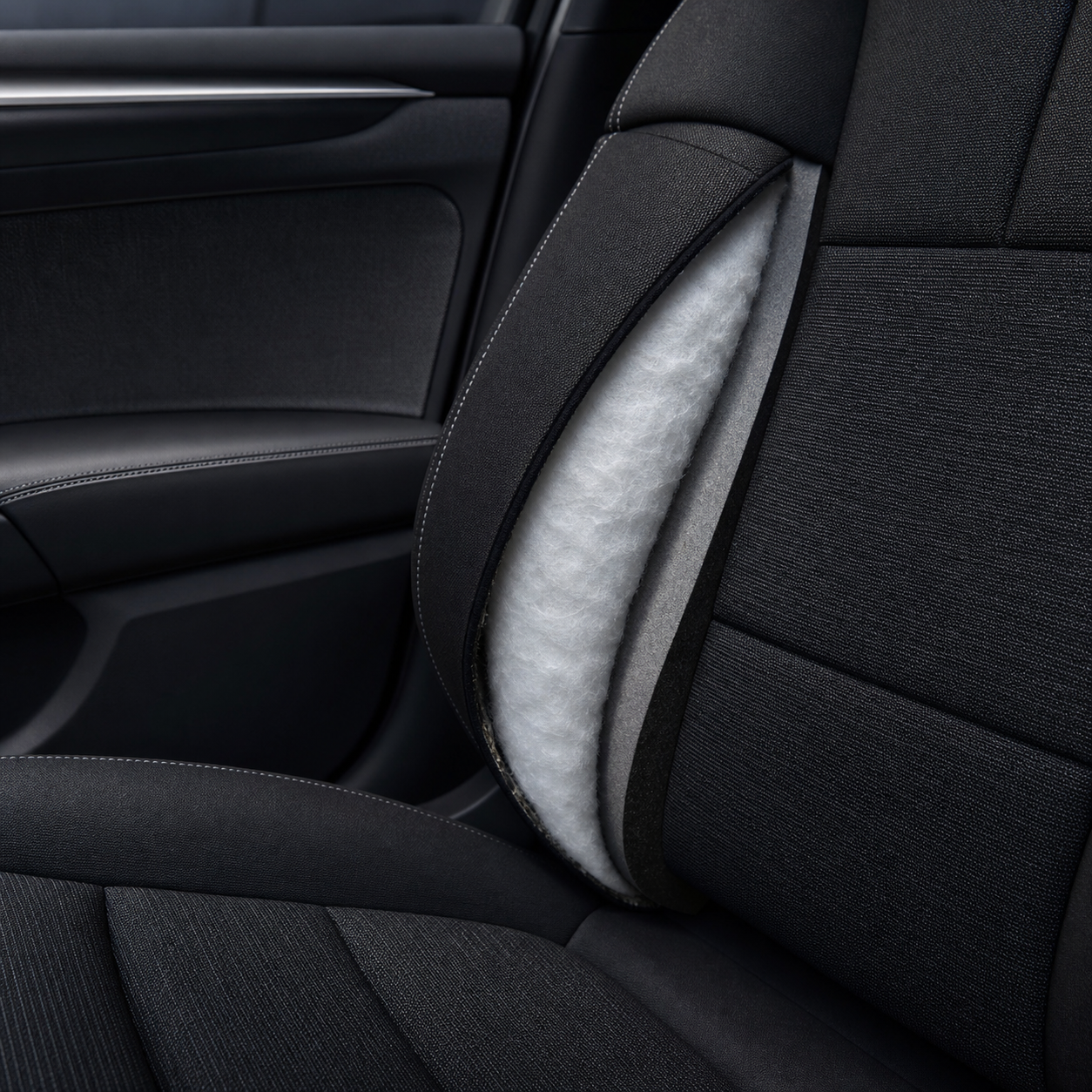 Automotive seating fiber layer